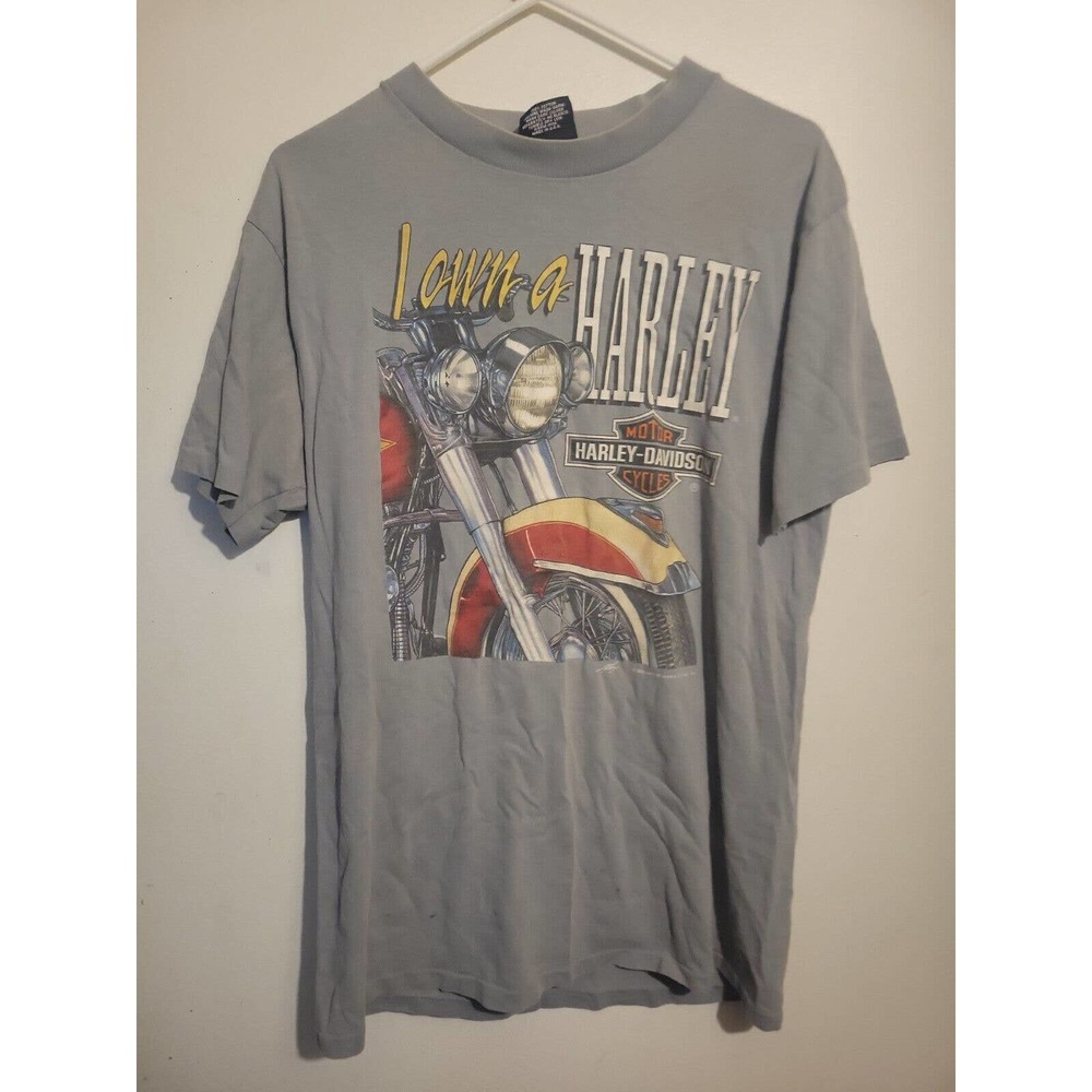 Vintage Harley Davidson 1992 3D emblem grey tshirt size L